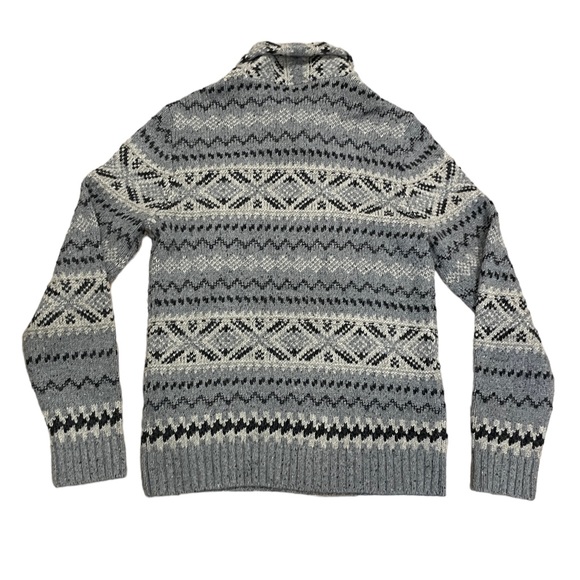 Abercrombie & Fitch Fair Isle Shawl Collar Pullover Chunky Grandpa Sweater Sz M - Picture 8 of 9